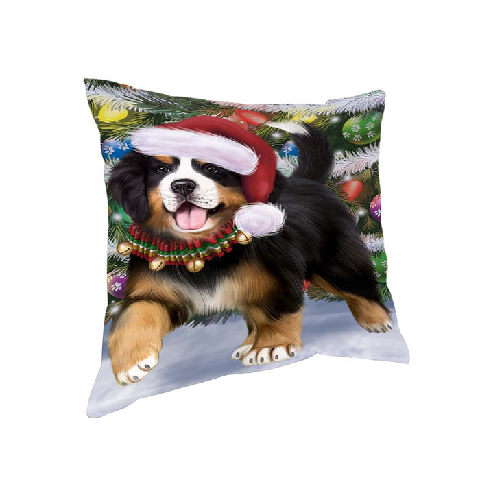 Trotting in the Snow Bernese Mountain Dog Pillow PIL70592