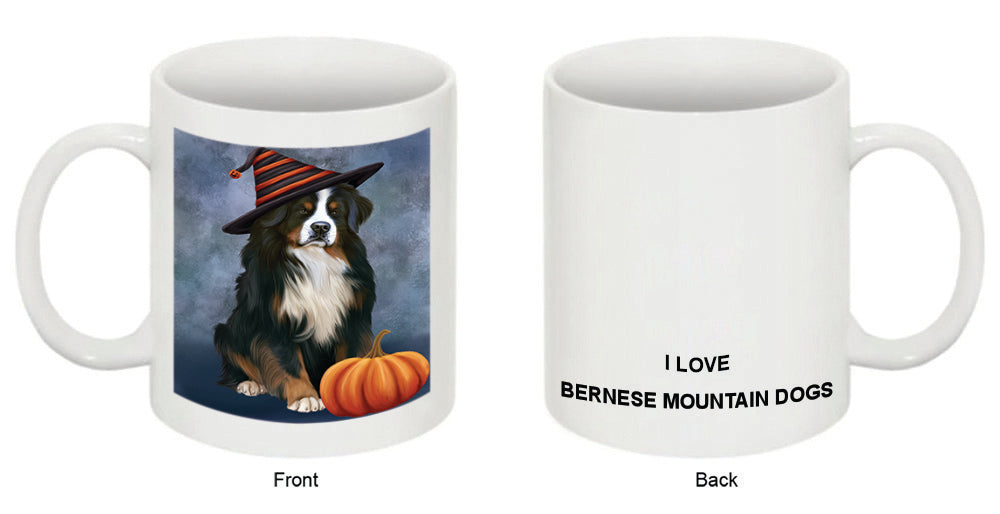 Happy Halloween Bernese Mountain Dog Wearing Witch Hat with Pumpkin Coffee Mug MUG50331