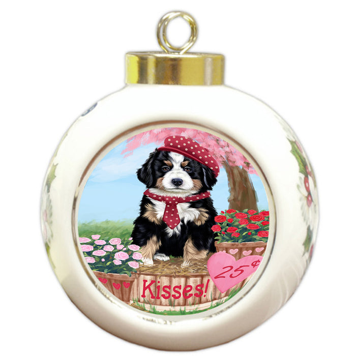 Rosie 25 Cent Kisses Bernese Mountain Dog Round Ball Christmas Ornament RBPOR56179