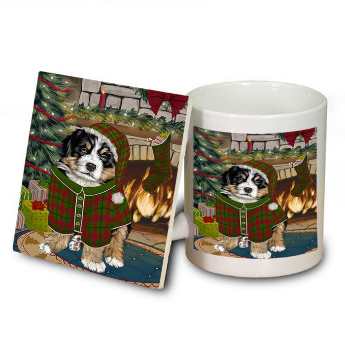 The Stocking was Hung Bernese Mountain Dog Mug and Coaster Set MUC55201