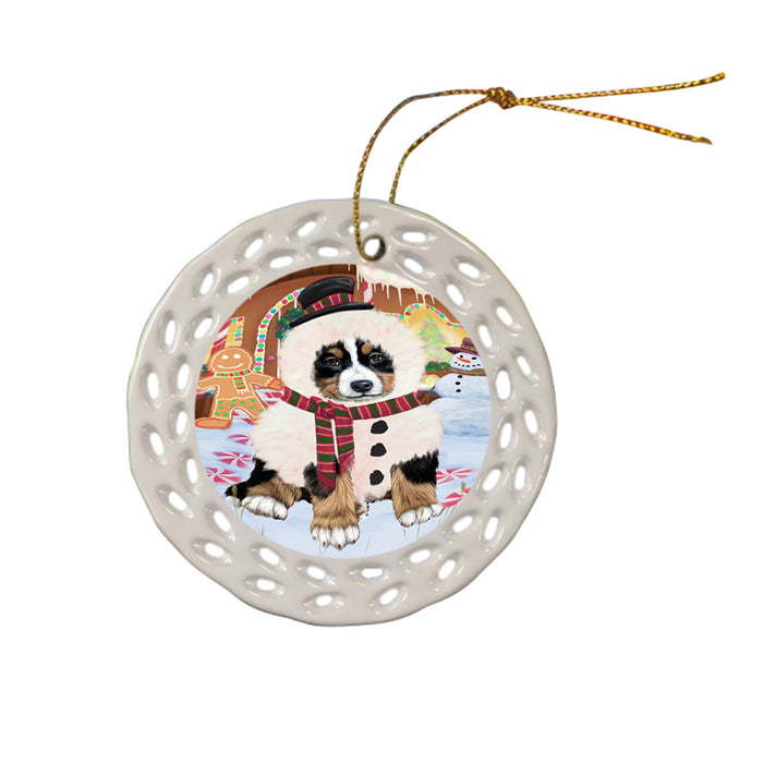 Christmas Gingerbread House Candyfest Bernese Mountain Dog Ceramic Doily Ornament DPOR56536