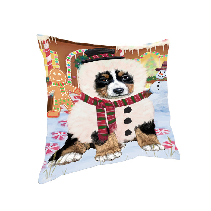 Christmas Gingerbread House Candyfest Bernese Mountain Dog Pillow PIL79012
