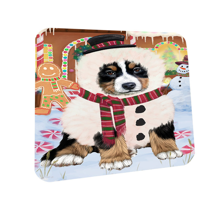 Christmas Gingerbread House Candyfest Bernese Mountain Dog Coasters Set of 4 CST56138