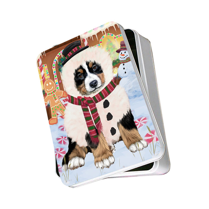 Christmas Gingerbread House Candyfest Bernese Mountain Dog Photo Storage Tin PITN56099