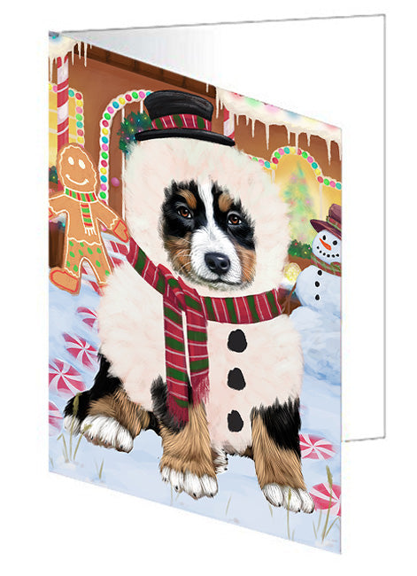 Christmas Gingerbread House Candyfest Bernese Mountain Dog Handmade Artwork Assorted Pets Greeting Cards and Note Cards with Envelopes for All Occasions and Holiday Seasons GCD73055