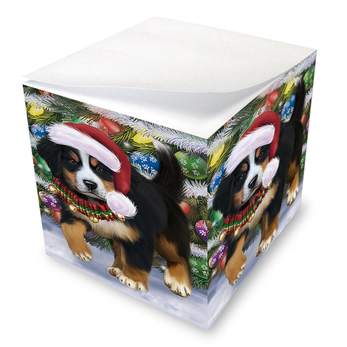 Trotting in the Snow Bernese Mountain Dog Note Cube NOC53763