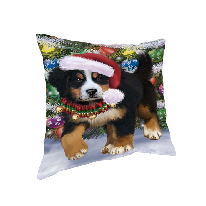 Trotting in the Snow Bernese Mountain Dog Pillow PIL70596
