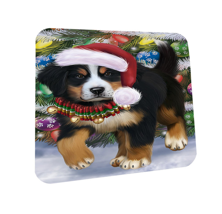 Trotting in the Snow Bernese Mountain Dog Coasters Set of 4 CST55375