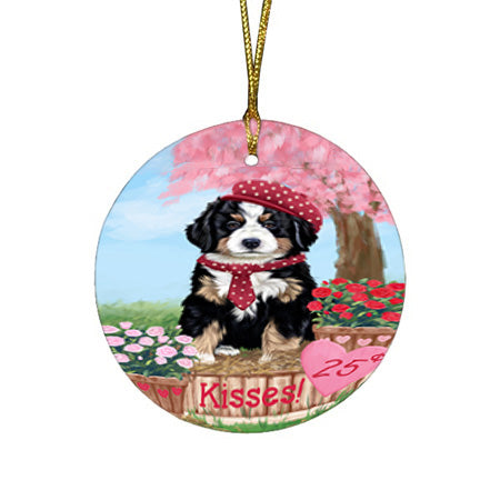 Rosie 25 Cent Kisses Bernese Mountain Dog Round Flat Christmas Ornament RFPOR56179
