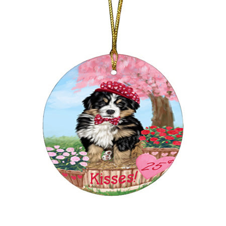 Rosie 25 Cent Kisses Bernese Mountain Dog Round Flat Christmas Ornament RFPOR56180