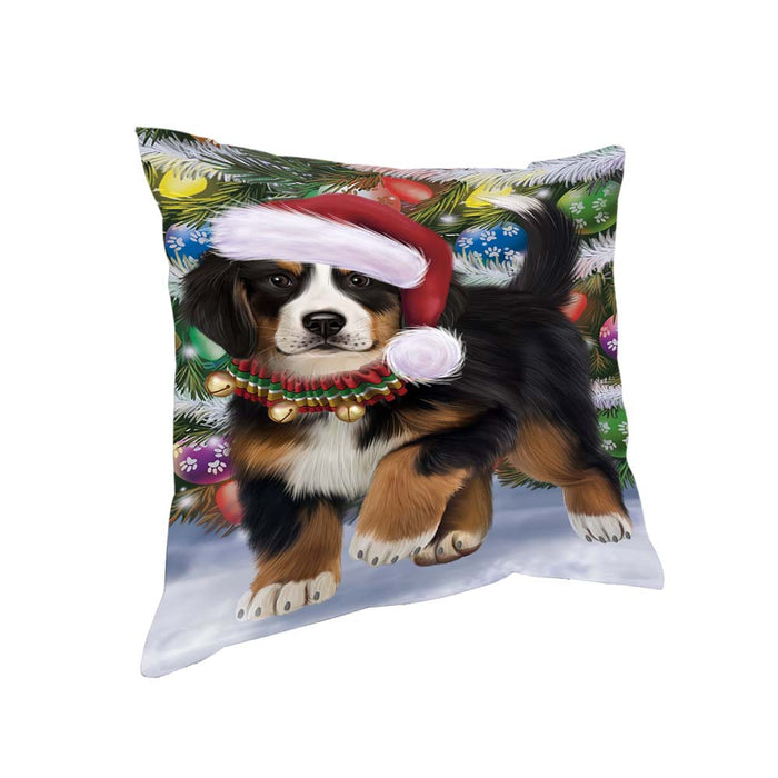 Trotting in the Snow Bernese Mountain Dog Pillow PIL70600