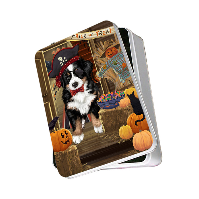 Enter at Own Risk Trick or Treat Halloween Bernese Mountain Dog Photo Storage Tin PITN53001