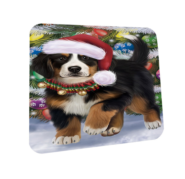 Trotting in the Snow Bernese Mountain Dog Coasters Set of 4 CST55376