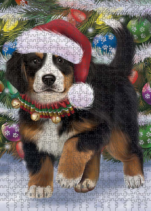 Trotting in the Snow Bernese Mountain Dog Puzzle with Photo Tin PUZL89876