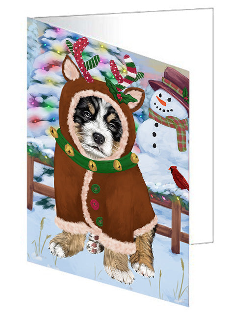 Christmas Gingerbread House Candyfest Bernese Mountain Dog Handmade Artwork Assorted Pets Greeting Cards and Note Cards with Envelopes for All Occasions and Holiday Seasons GCD73058