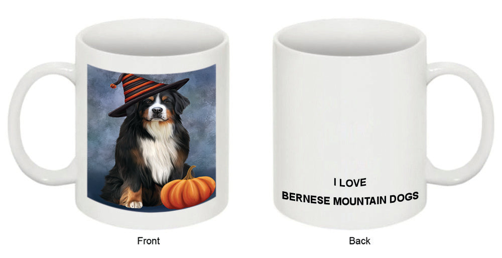 Happy Halloween Bernese Mountain Dog Wearing Witch Hat with Pumpkin Coffee Mug MUG50332