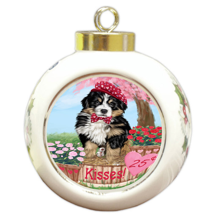 Rosie 25 Cent Kisses Bernese Mountain Dog Round Ball Christmas Ornament RBPOR56180