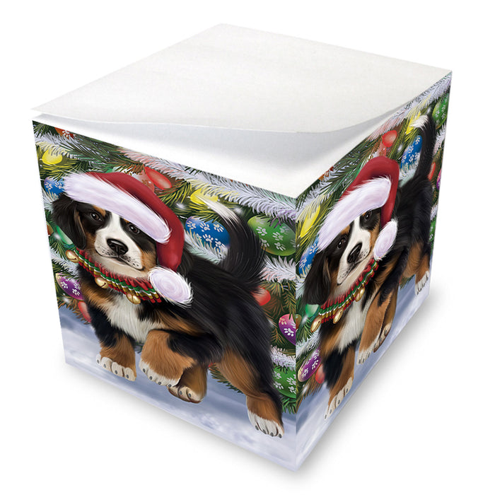 Trotting in the Snow Bernese Mountain Dog Note Cube NOC53764