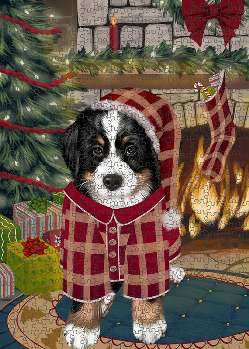 The Stocking was Hung Bernese Mountain Dog Puzzle with Photo Tin PUZL89044