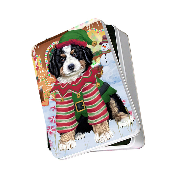 Christmas Gingerbread House Candyfest Bernese Mountain Dog Photo Storage Tin PITN56101