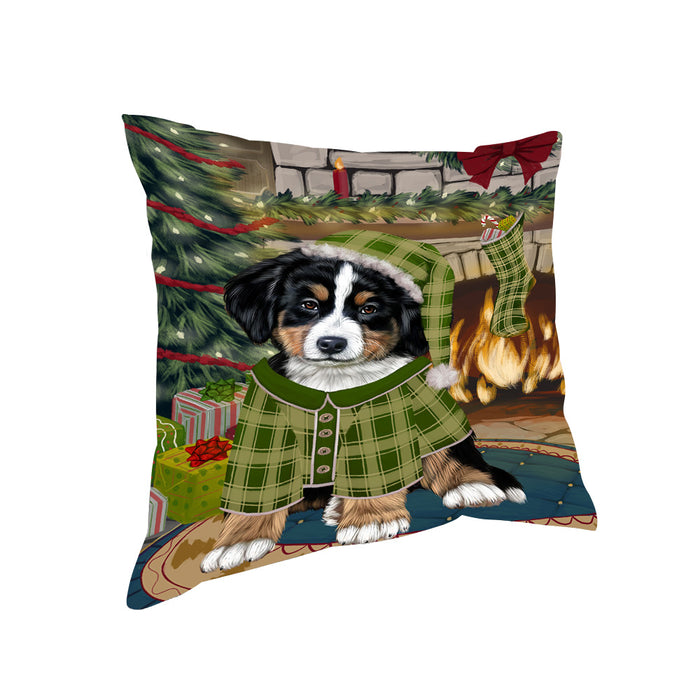 The Stocking was Hung Bernese Mountain Dog Pillow PIL69772