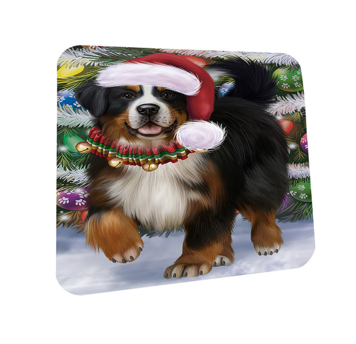 Trotting in the Snow Bernese Mountain Dog Coasters Set of 4 CST55377
