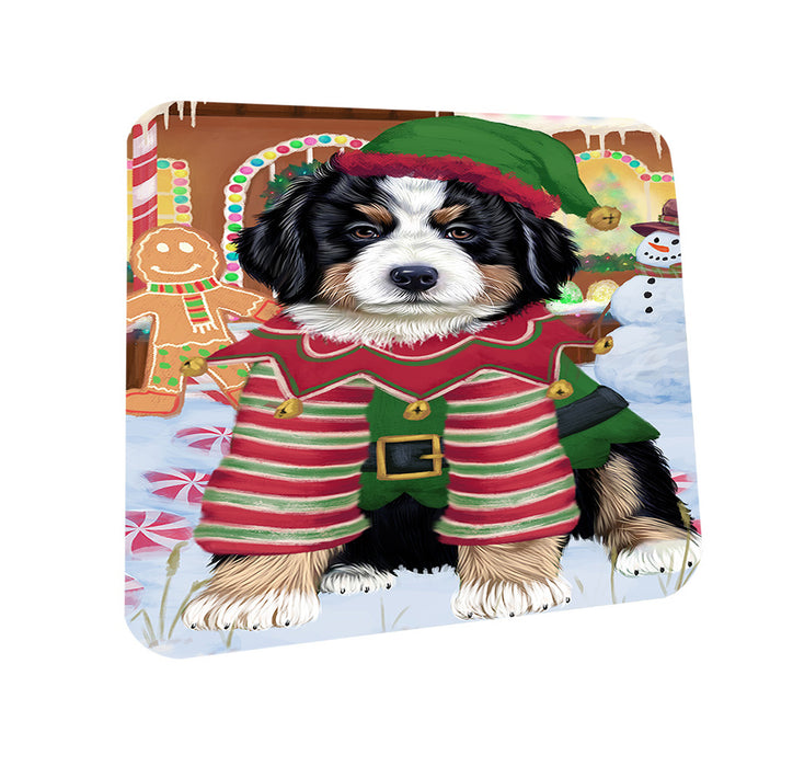 Christmas Gingerbread House Candyfest Bernese Mountain Dog Coasters Set of 4 CST56140