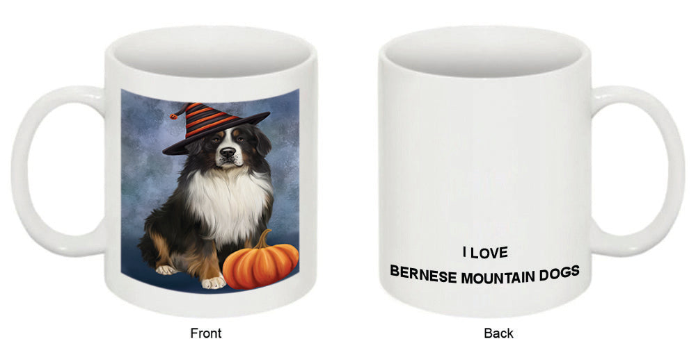 Happy Halloween Bernese Mountain Dog Wearing Witch Hat with Pumpkin Coffee Mug MUG50333