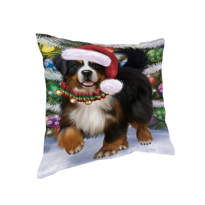 Trotting in the Snow Bernese Mountain Dog Pillow PIL70604