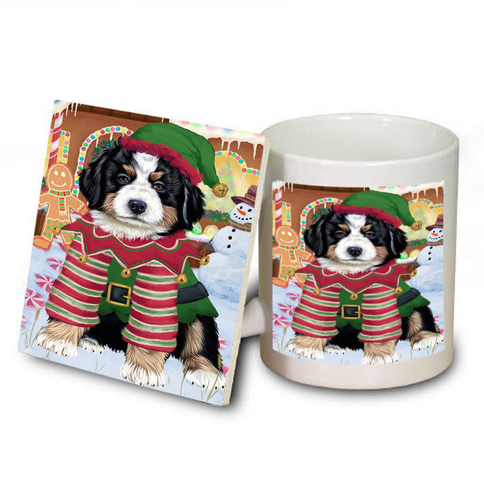 Christmas Gingerbread House Candyfest Bernese Mountain Dog Mug and Coaster Set MUC56174