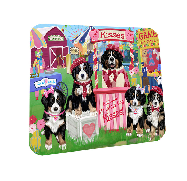 Carnival Kissing Booth Bernese Mountain Dogs Coasters Set of 4 CST55742
