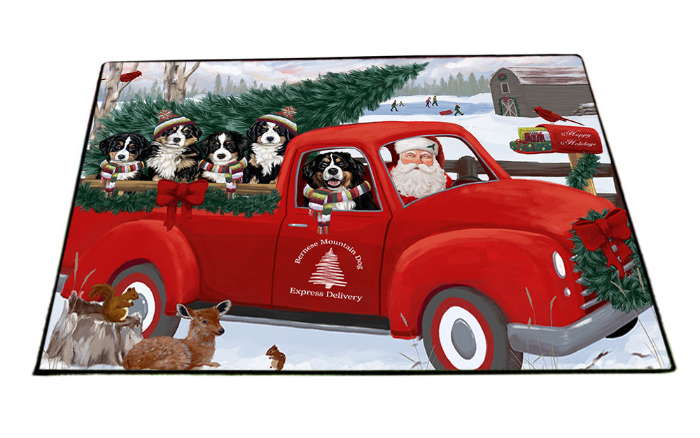 Christmas Santa Express Delivery Bernese Mountain Dogs Family Floormat FLMS52320