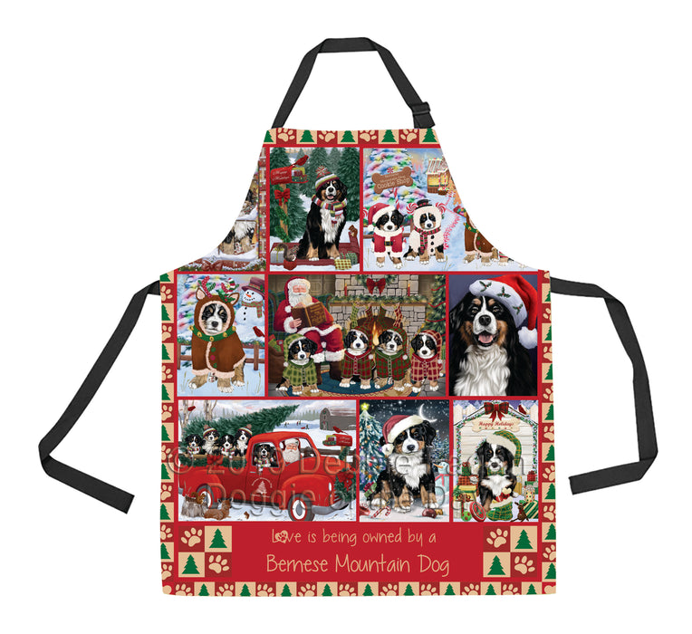 Love is Being Owned Christmas Bernese Mountain Dogs Apron