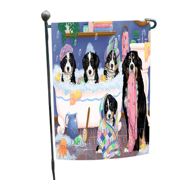 Rub A Dub Dogs In A Tub Bernese Mountain Dogs Garden Flag GFLG57392