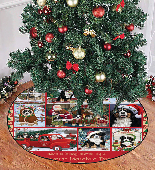 Love is Being Owned Christmas Bernese Mountain Dogs Tree Skirt