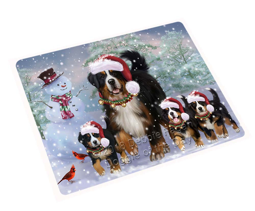 Christmas Running Family Bernese Mountain Dogs Large Refrigerator / Dishwasher Magnet RMAG95046