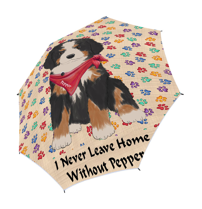 Custom Pet Name Personalized I never Leave Home Bernese Mountain Dog Semi-Automatic Foldable Umbrella