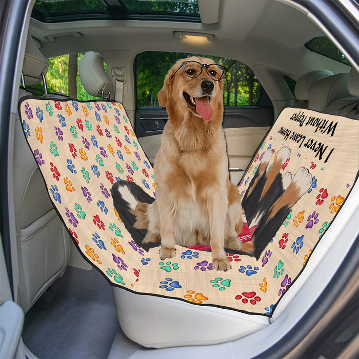 Personalized I Never Leave Home Paw Print Bernese Mountain Dogs Pet Back Car Seat Cover