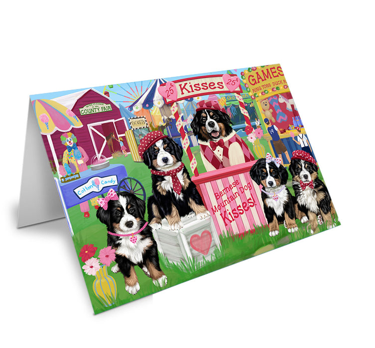 Carnival Kissing Booth Bernese Mountain Dogs Handmade Artwork Assorted Pets Greeting Cards and Note Cards with Envelopes for All Occasions and Holiday Seasons GCD71867