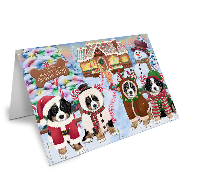 Holiday Gingerbread Cookie Shop Bernese Mountain Dogs Handmade Artwork Assorted Pets Greeting Cards and Note Cards with Envelopes for All Occasions and Holiday Seasons GCD72833