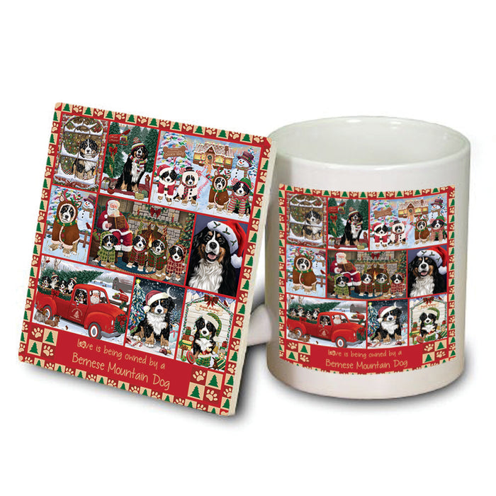 Love is Being Owned Christmas Bernese Mountain Dogs Mug and Coaster Set MUC57192