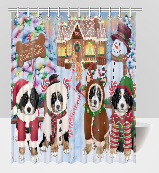 Holiday Gingerbread Cookie Bernese Mountain Dogs Shower Curtain