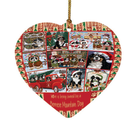 Love is Being Owned Christmas Bernese Mountain Dogs Heart Christmas Ornament HPOR57827