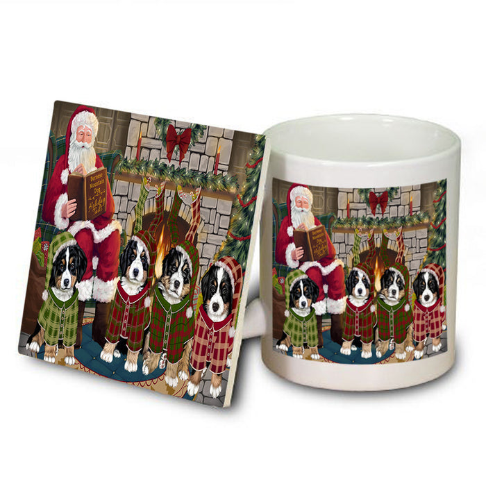 Christmas Cozy Holiday Tails Bernese Mountain Dogs Mug and Coaster Set MUC55092