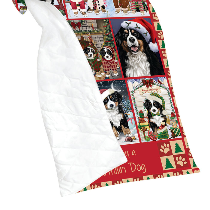 Love is Being Owned Christmas Bernese Mountain Dogs Quilt