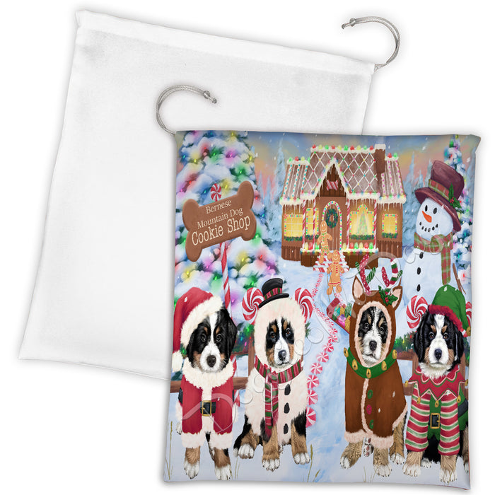 Holiday Gingerbread Cookie Bernese Mountain Dogs Shop Drawstring Laundry or Gift Bag LGB48571