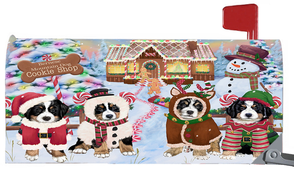 Christmas Holiday Gingerbread Cookie Shop Bernese Mountain Dogs 6.5 x 19 Inches Magnetic Mailbox Cover Post Box Cover Wraps Garden Yard Décor MBC48967