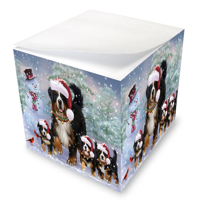 Christmas Running Family Bernese Mountain Dogs Note Cube NOC53809