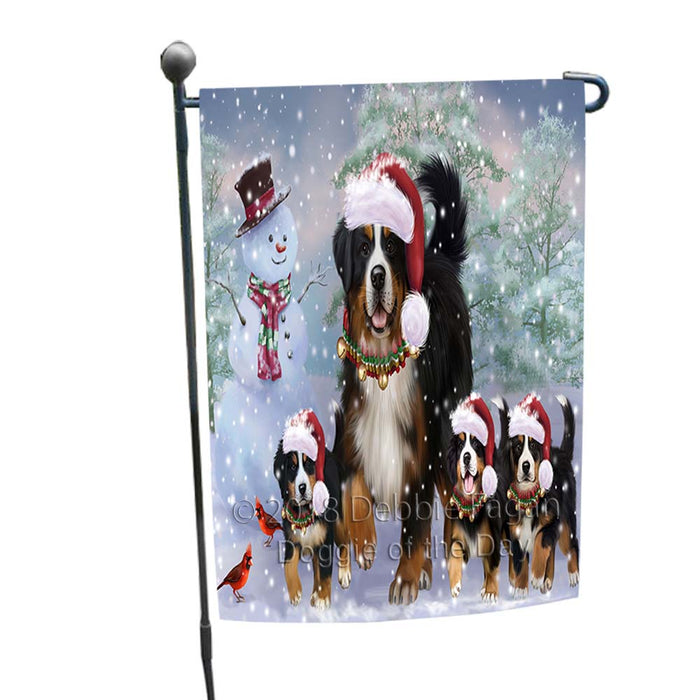 Christmas Running Family Bernese Mountain Dogs Garden Flag GFLG55756