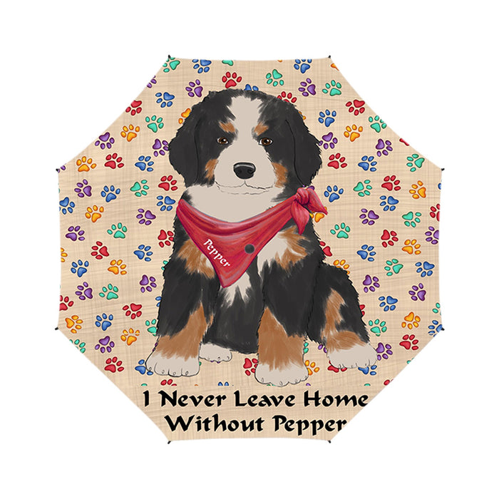 Custom Pet Name Personalized I never Leave Home Bernese Mountain Dog Semi-Automatic Foldable Umbrella